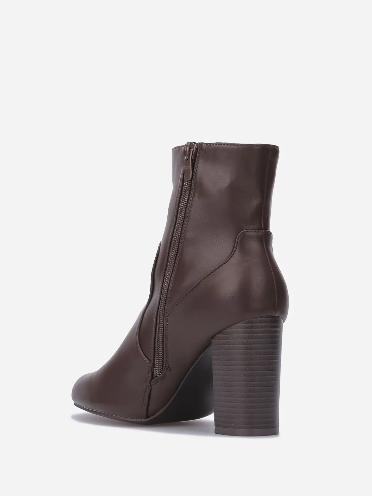 Discount La Modeuse Bottines basiques en simili à talon Marron