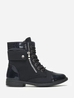 New La Modeuse Bottines bi matière avec lacets BleuMarine