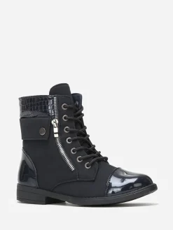 New La Modeuse Bottines bi matière avec lacets BleuMarine