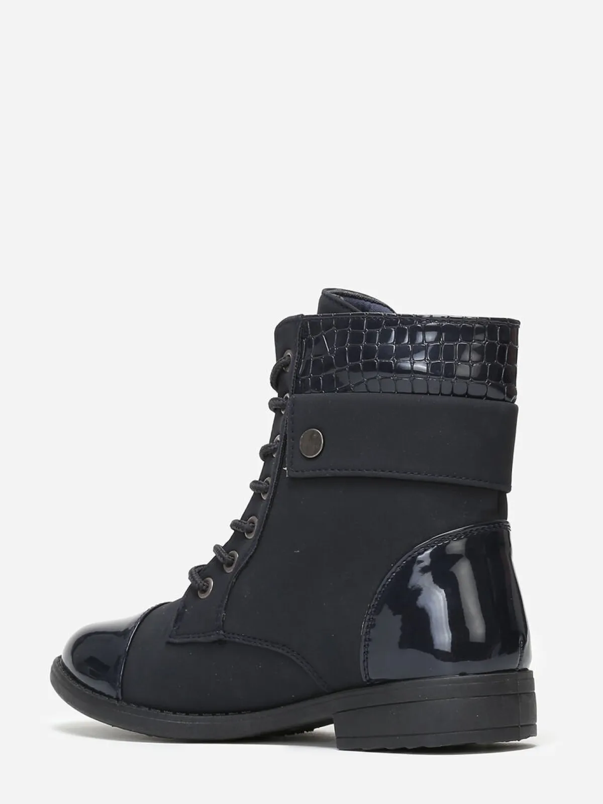 New La Modeuse Bottines bi matière avec lacets BleuMarine