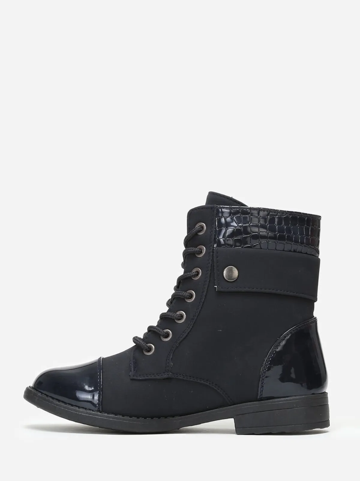 New La Modeuse Bottines bi matière avec lacets BleuMarine