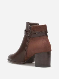 La Modeuse Bottines bi-matière avec boucle dorée Marron