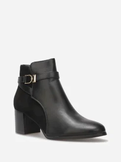 Sale La Modeuse Bottines bi-matière avec boucle dorée Noir