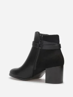 Sale La Modeuse Bottines bi-matière avec boucle dorée Noir