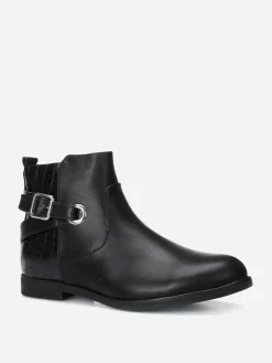 Discount La Modeuse Bottines bi-matière grandes tailles Noir