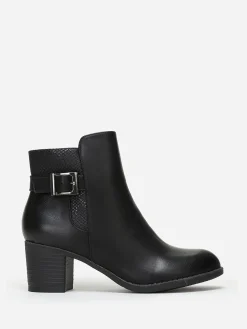 Discount La Modeuse Bottines bi-matières à boucle Noir
