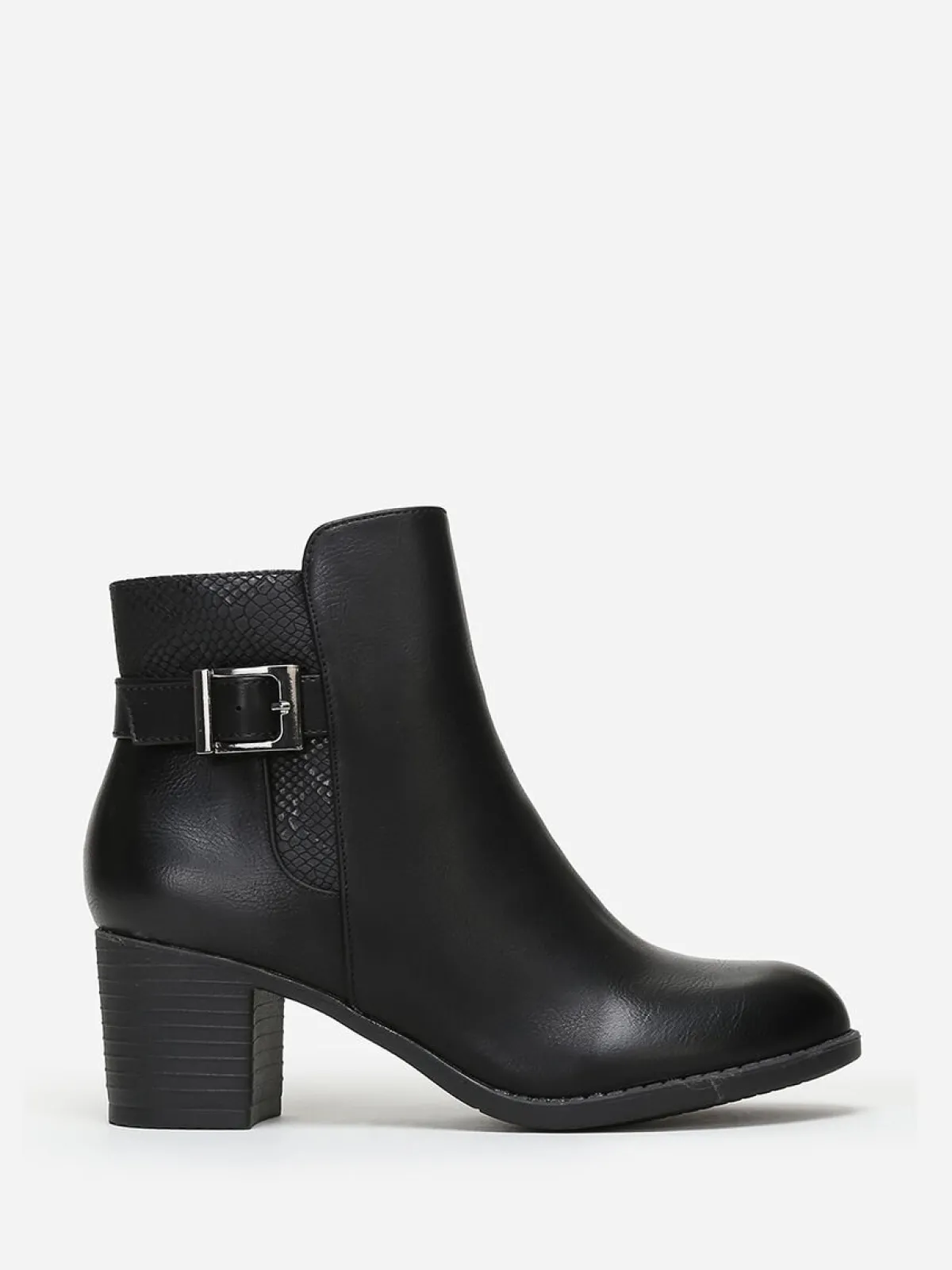Discount La Modeuse Bottines bi-matières à boucle Noir