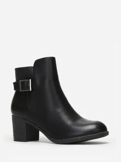 Discount La Modeuse Bottines bi-matières à boucle Noir