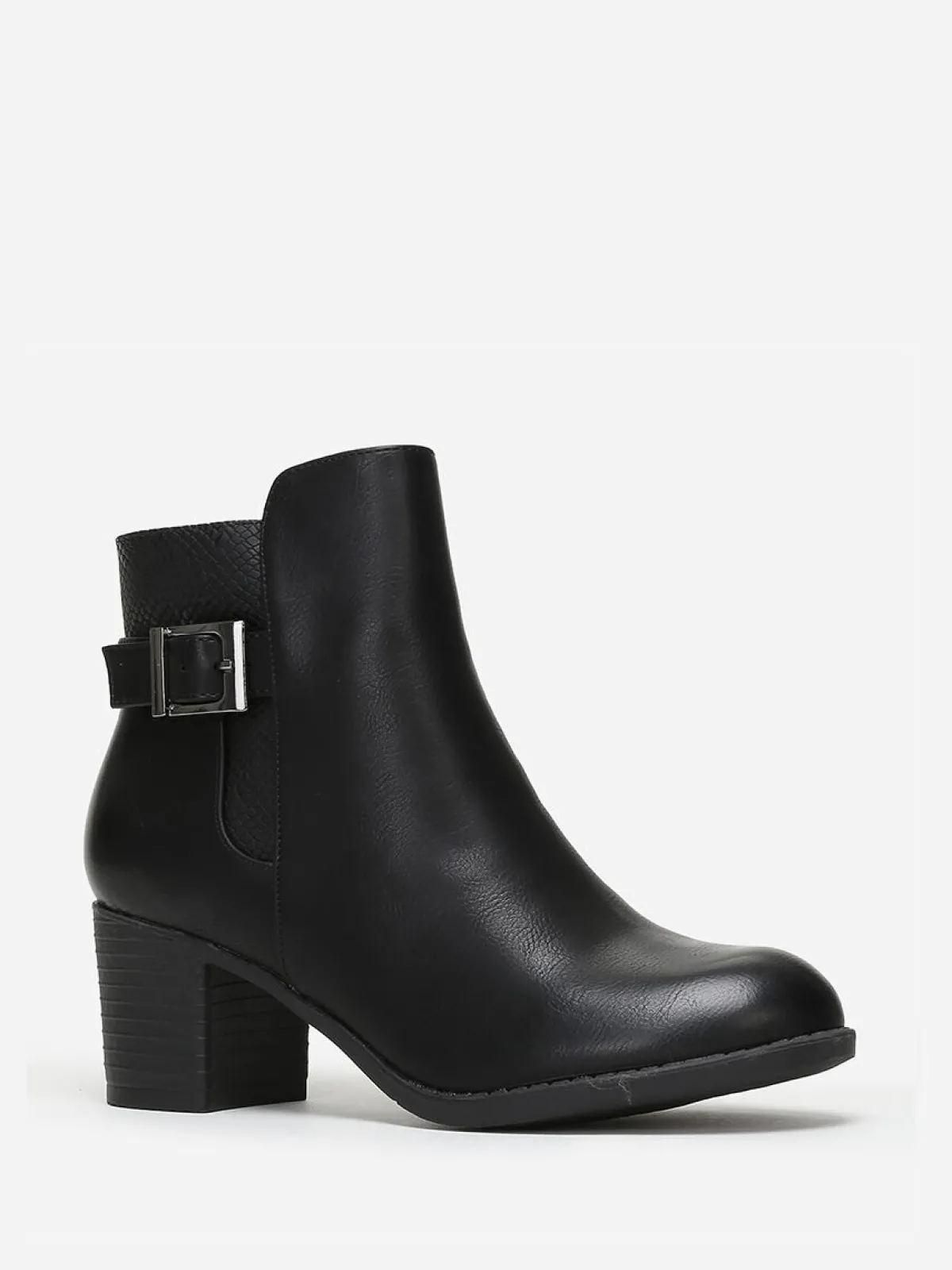 Discount La Modeuse Bottines bi-matières à boucle Noir