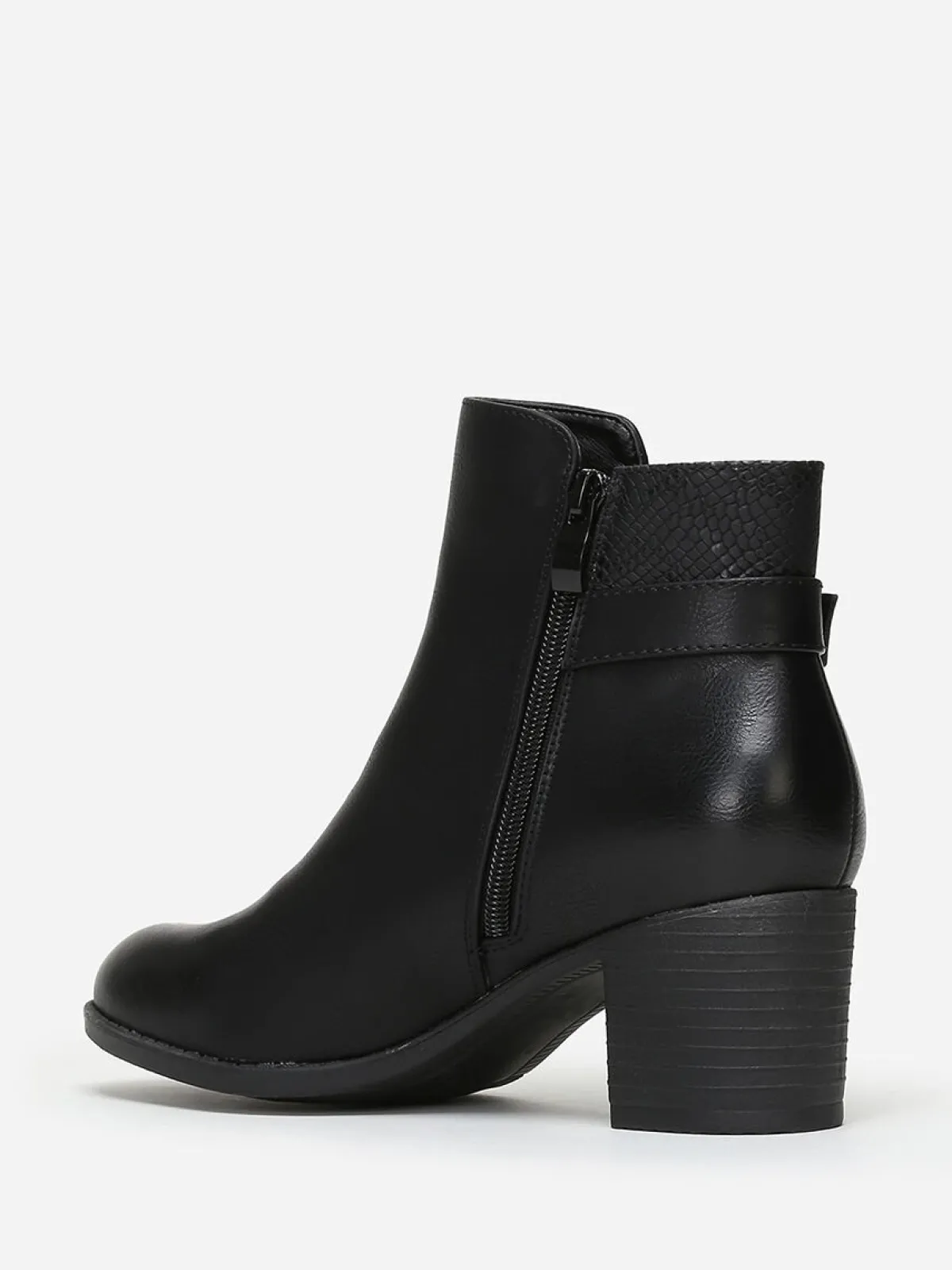 Discount La Modeuse Bottines bi-matières à boucle Noir
