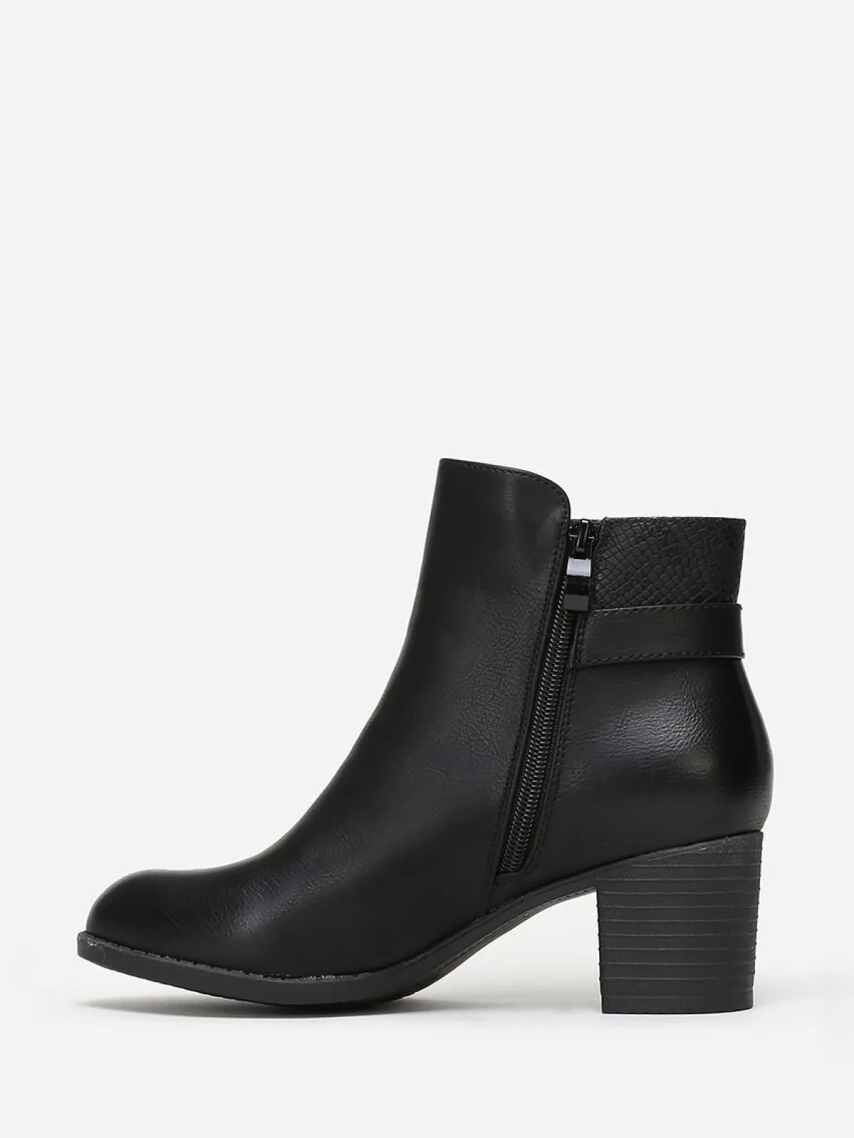 Discount La Modeuse Bottines bi-matières à boucle Noir