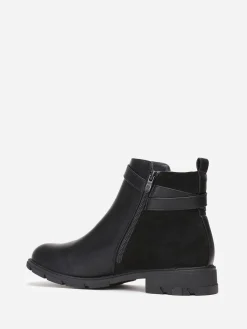 Hot La Modeuse Bottines bi-matières à boucle grandes tailles Noir