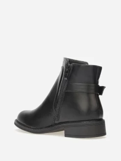 Discount La Modeuse Bottines bi-matières à boucle métallique Noir