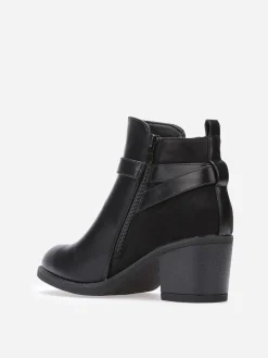 Best La Modeuse Bottines bi-matières à boucle dorée Noir