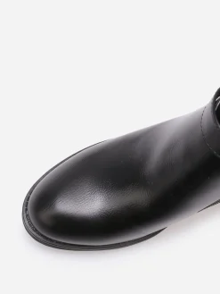 Best La Modeuse Bottines bi-matières à boucle dorée Noir