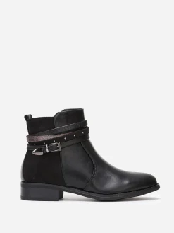 Best La Modeuse Bottines bi-matières à brides décoratives Noir