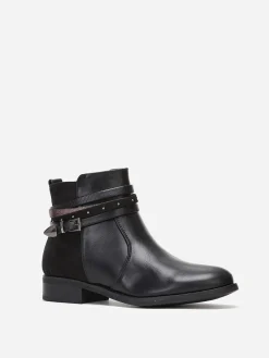 Best La Modeuse Bottines bi-matières à brides décoratives Noir