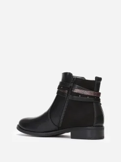 Best La Modeuse Bottines bi-matières à brides décoratives Noir