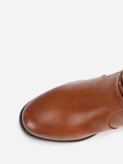 New La Modeuse Bottines bi-matières à brides décoratives Camel