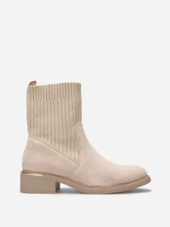 Clearance La Modeuse Bottines bi-matières à détail métallique Taupe