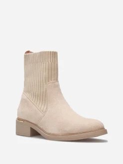 Clearance La Modeuse Bottines bi-matières à détail métallique Taupe