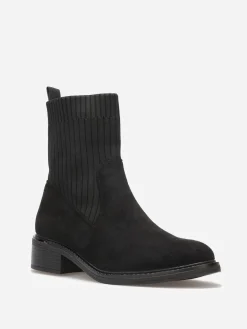 Online La Modeuse Bottines bi-matières à détail métallique Noir