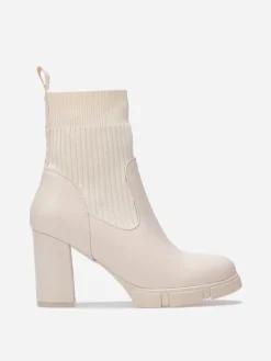 Best La Modeuse Bottines bi-matières à plateforme texturée Beige