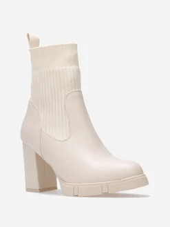Best La Modeuse Bottines bi-matières à plateforme texturée Beige