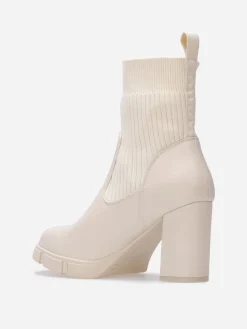 Best La Modeuse Bottines bi-matières à plateforme texturée Beige