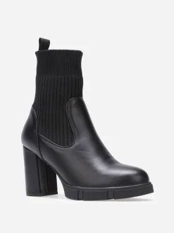 Clearance La Modeuse Bottines bi-matières à plateforme texturée Noir