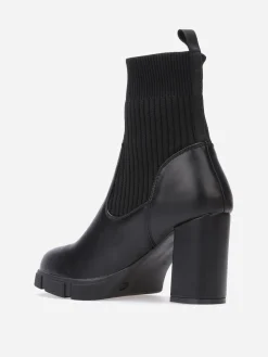 Clearance La Modeuse Bottines bi-matières à plateforme texturée Noir
