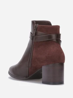 New La Modeuse Bottines bi-matières à talon et boucle Café