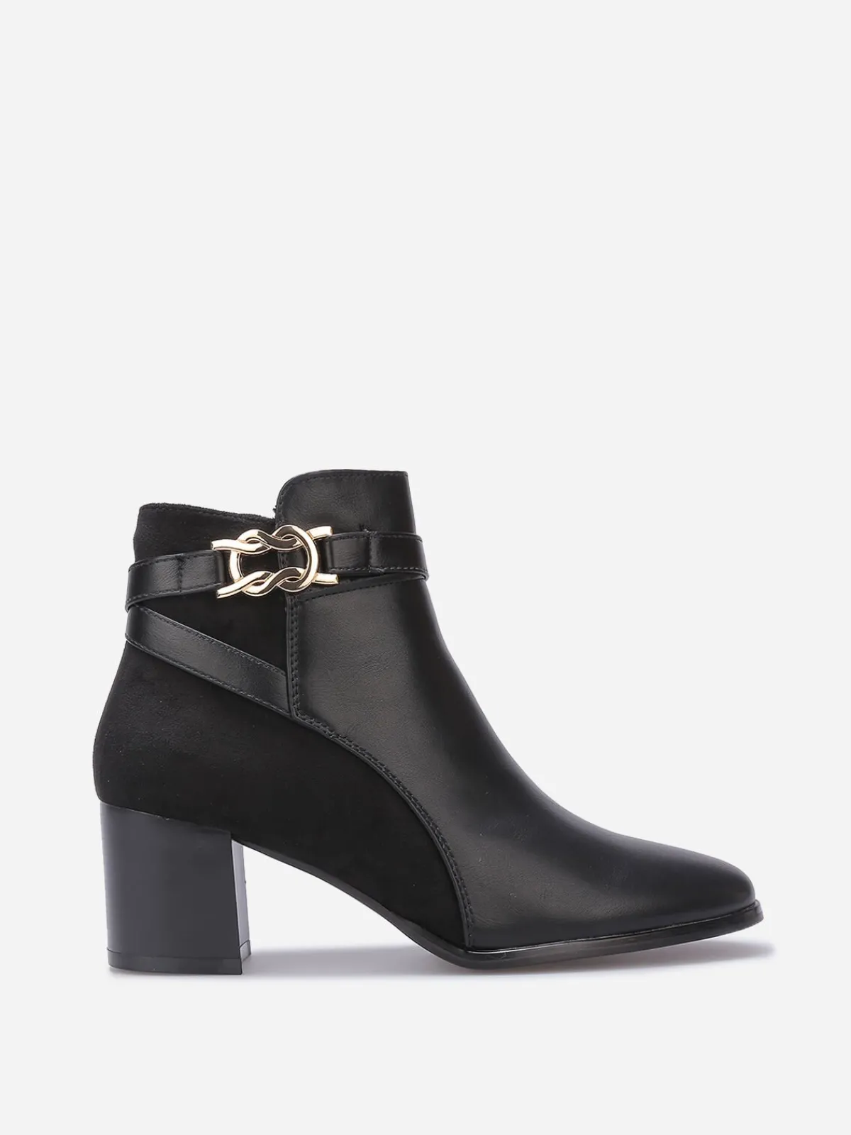 Outlet La Modeuse Bottines bi-matières à talon et boucle Noir