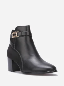 Outlet La Modeuse Bottines bi-matières à talon et boucle Noir