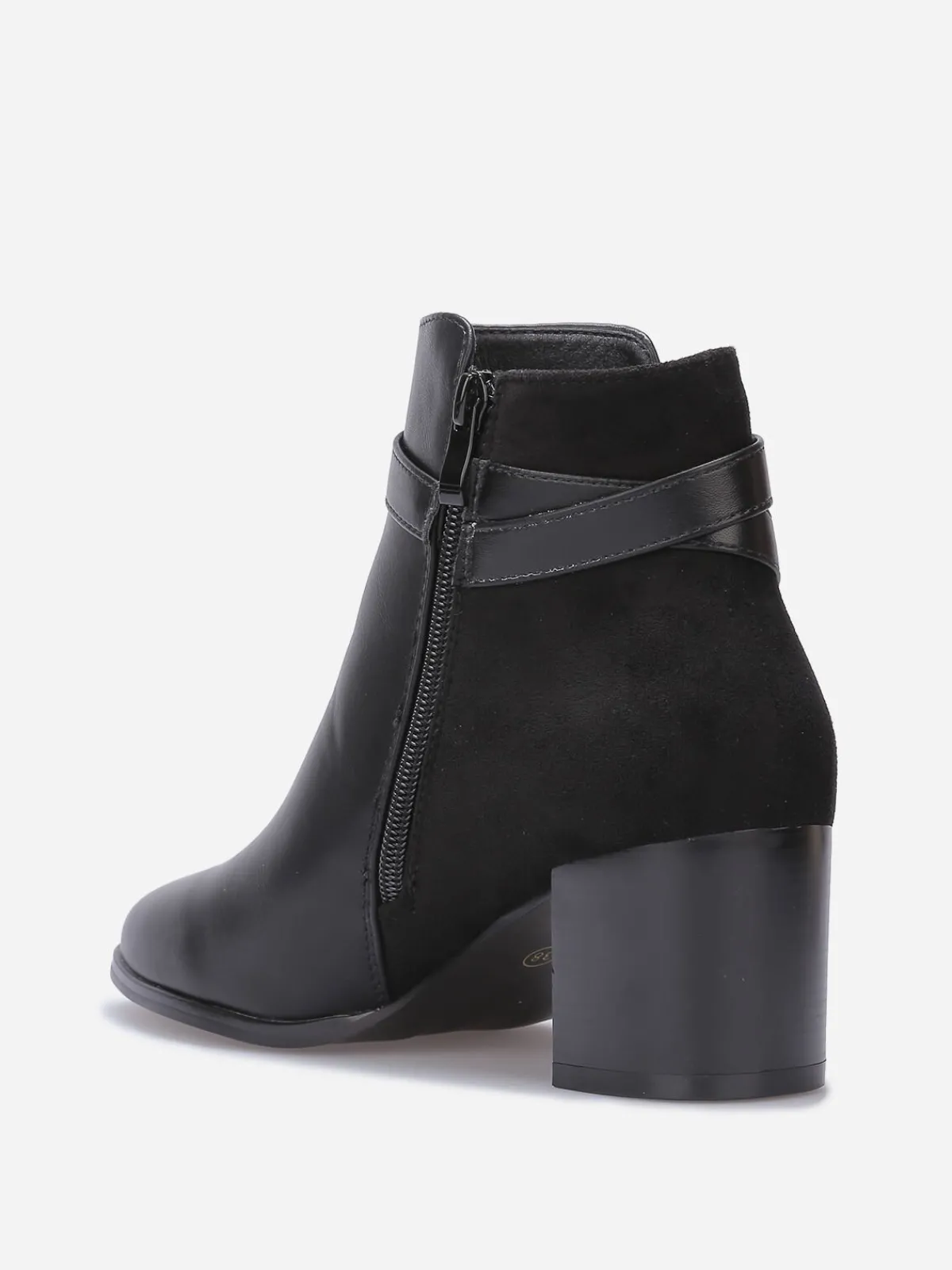 Outlet La Modeuse Bottines bi-matières à talon et boucle Noir