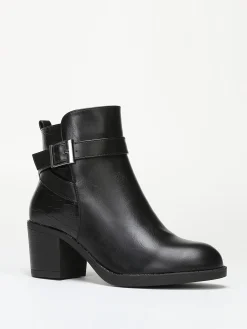 Best La Modeuse Bottines bi-matières  avec bride à boucle Noir