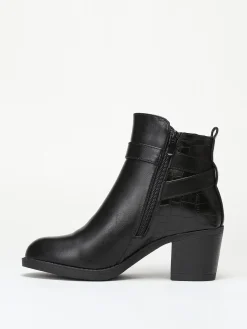 Best La Modeuse Bottines bi-matières  avec bride à boucle Noir