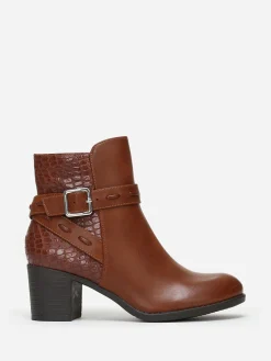 Online La Modeuse Bottines bi-matières avec bride à boucle Camel