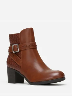 Online La Modeuse Bottines bi-matières avec bride à boucle Camel