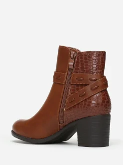 Online La Modeuse Bottines bi-matières avec bride à boucle Camel
