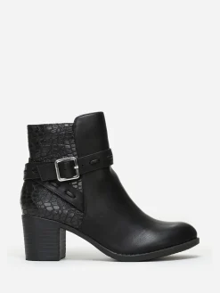 New La Modeuse Bottines bi-matières avec bride à boucle Noir