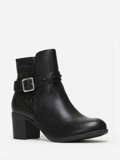 New La Modeuse Bottines bi-matières avec bride à boucle Noir