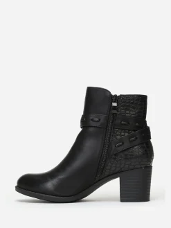 New La Modeuse Bottines bi-matières avec bride à boucle Noir