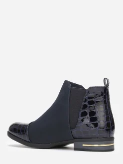 La Modeuse Bottines bi-matières bout vernis imprimé croco Bleu