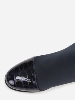 La Modeuse Bottines bi-matières bout vernis imprimé croco Bleu