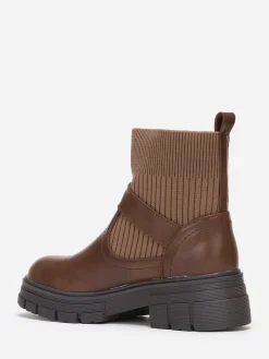 La Modeuse Bottines chaussettes à boucle Marron