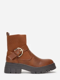 Best La Modeuse Bottines chaussettes à boucle Camel