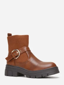 Best La Modeuse Bottines chaussettes à boucle Camel