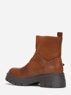 Best La Modeuse Bottines chaussettes à boucle Camel