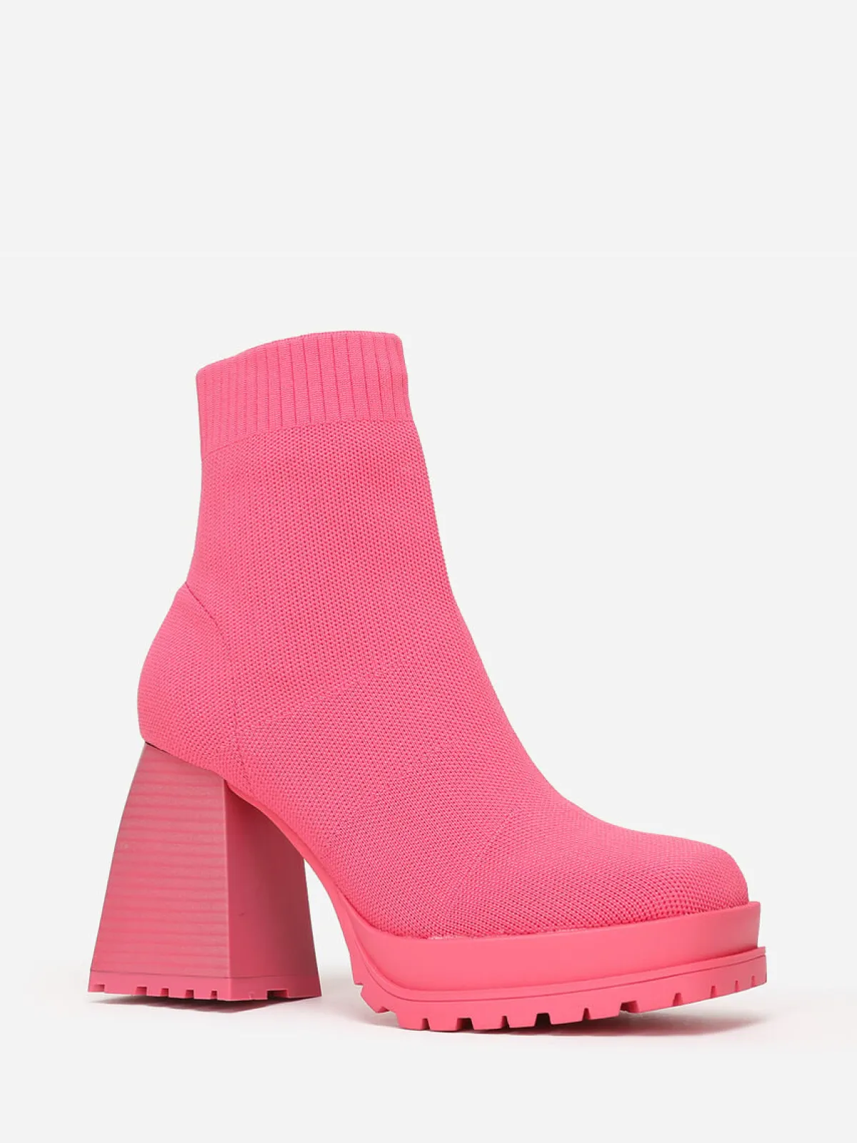 Outlet La Modeuse Bottines chaussettes à talon trapèze Fuchsia